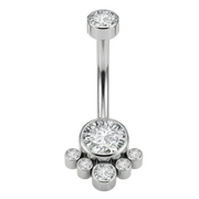 Titanový piercing do pupíku - zirkony