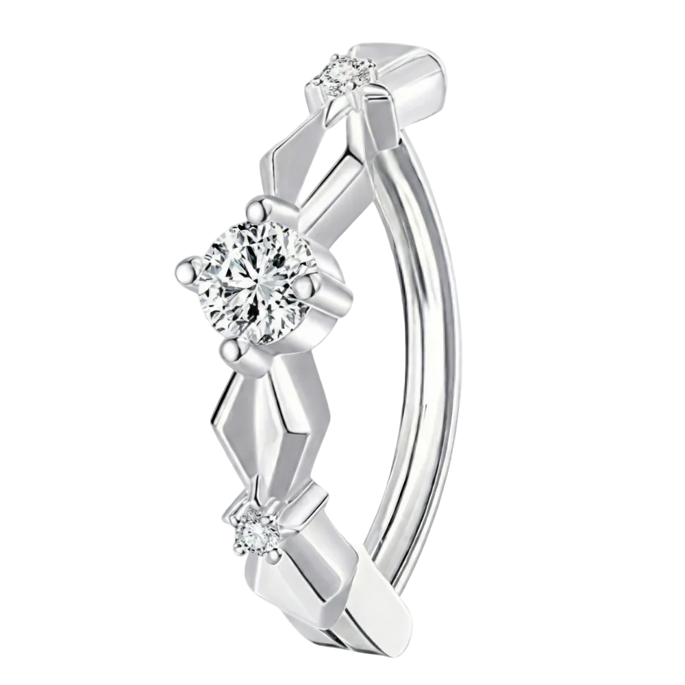 Tytanowy Clicker Do Pępka - Romb Z Cyrkoniami