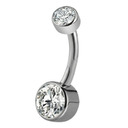 Titanium Belly Button Ring - Two Cubic Zirconias