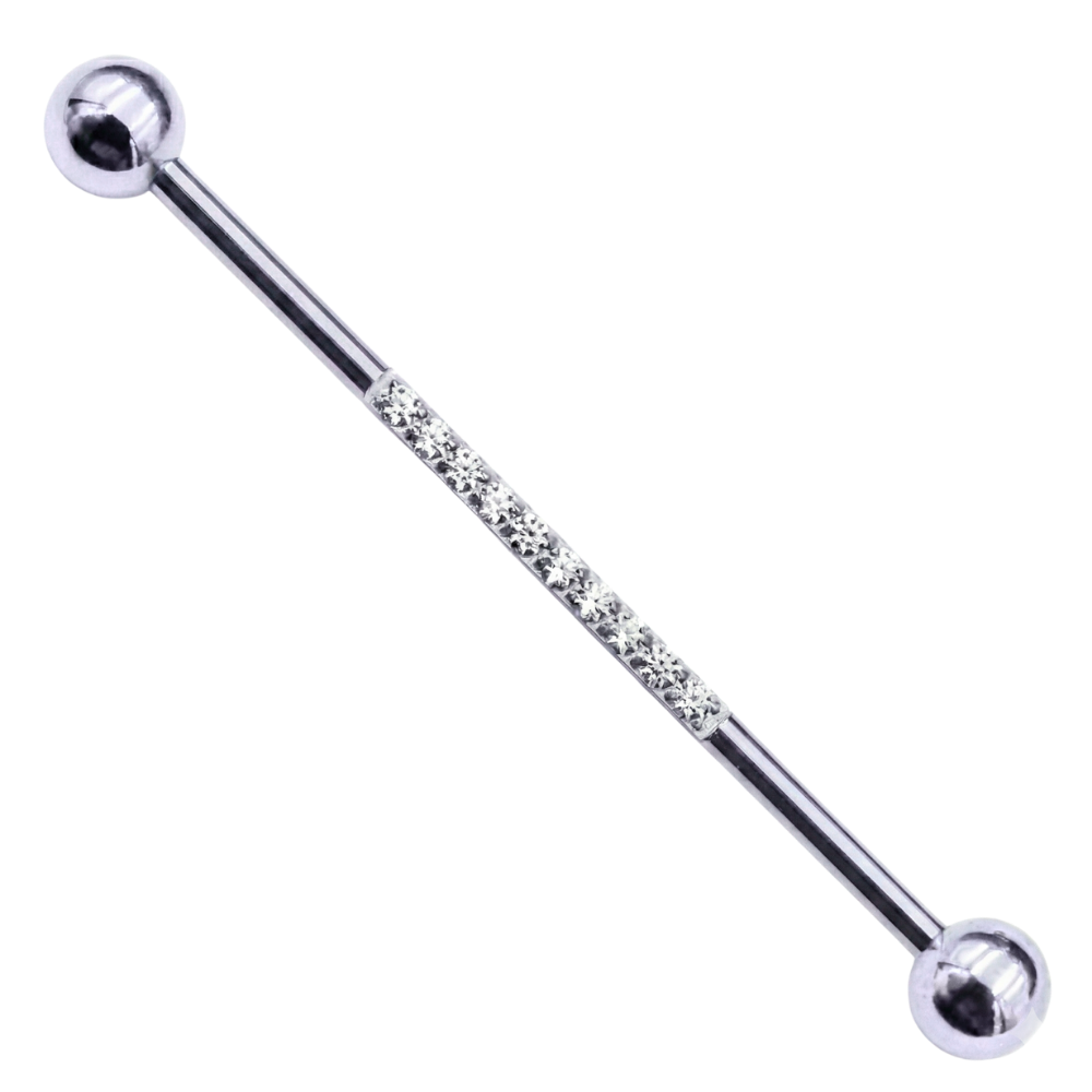 Titanium Decorative Barbell - Balls with Cubic Zirconias