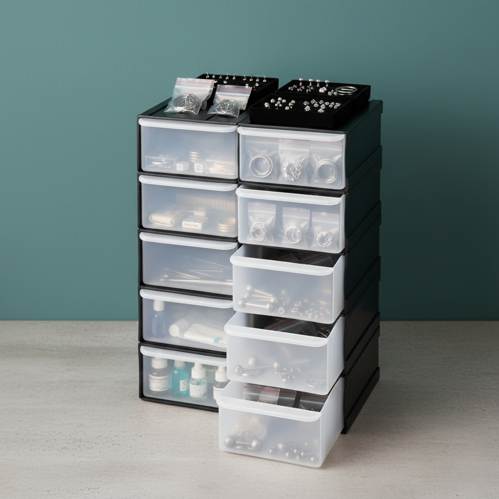 Organizér, zásuvky na náušnice - 10 kusů - Piercing Planet