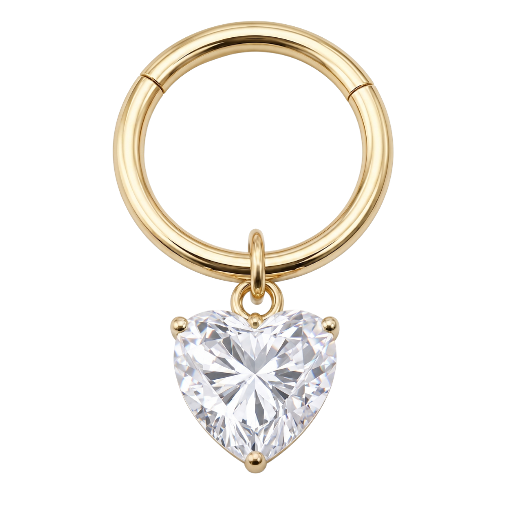 Segment Clicker With Gold Heart Pendant