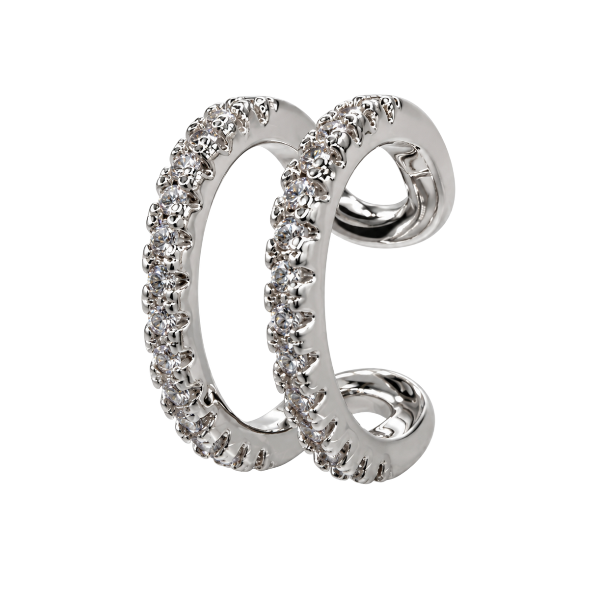 Nausznica Podwójna z Dwoma Rzędami Cyrkonii - Ear Cuff