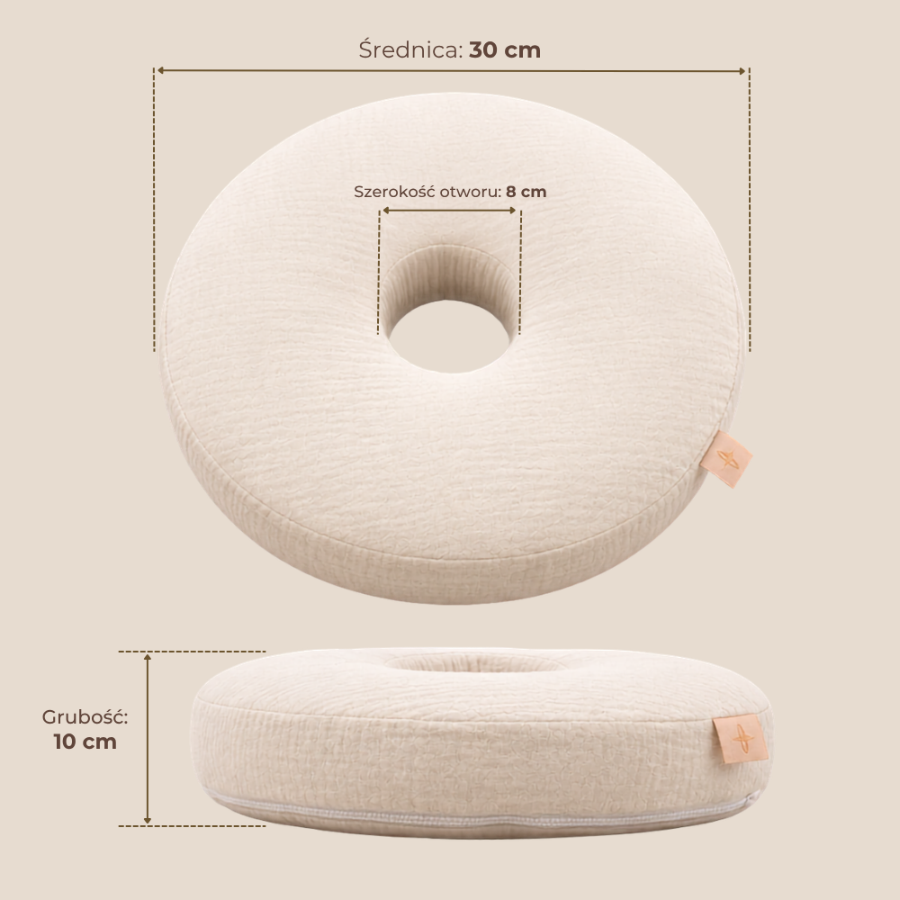 Donut pillow for piercing - muslin, 30 cm, Polish product