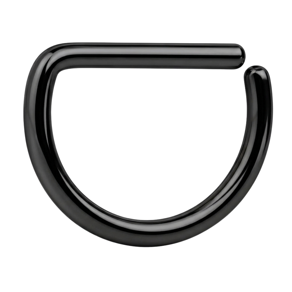Ocelový D prsten Nos Ring, černý