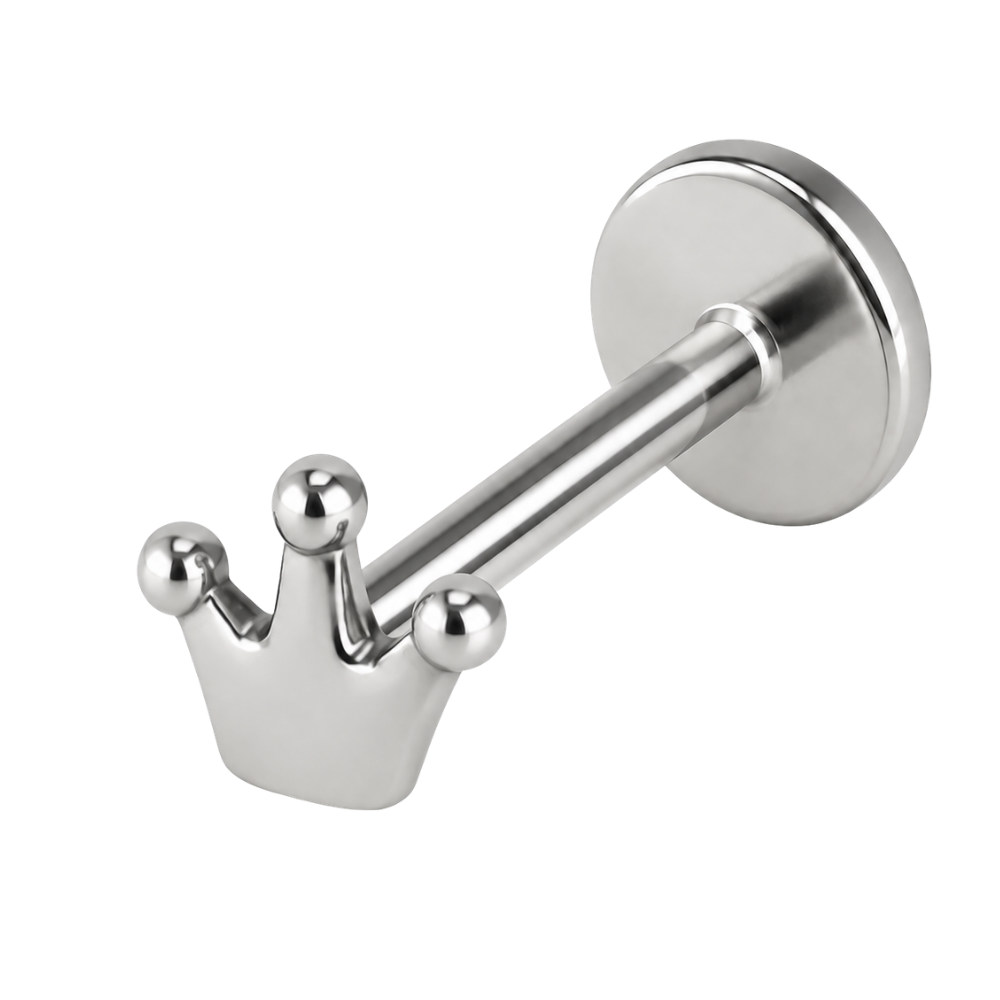 Stalowy Labret Ozdobny Korona z Kulkami