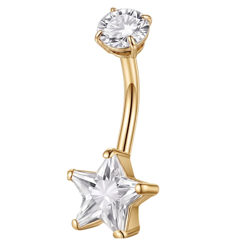 Stalowy Kolczyk Do Pępka - Gwiazda