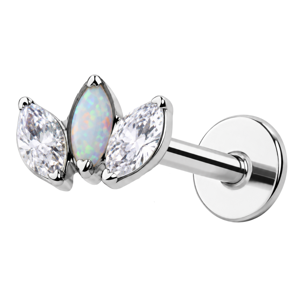 Tytanowy Labret Ozdobny - Korona Opal i Cyrkonie