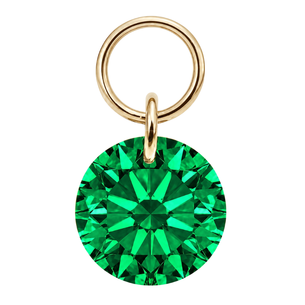 Titanium Charm Piercing Round Pendant Gold Green