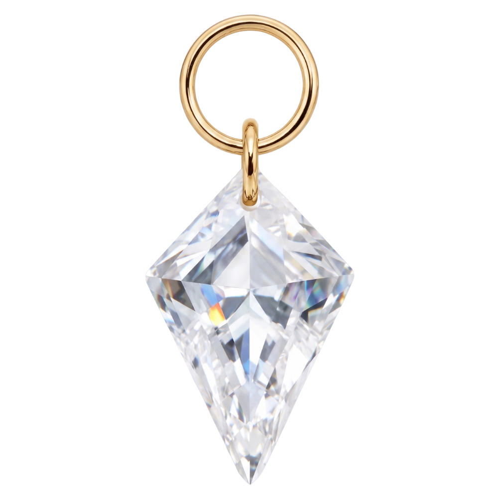 Diamond-Shaped Gold Titanium Charm Pendant