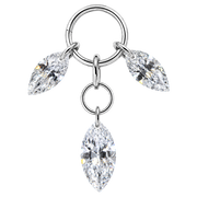 Titanium Charm pendant with Three Cubic Zirconias