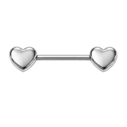 Titanium Nipple Piercing, large silver hearts