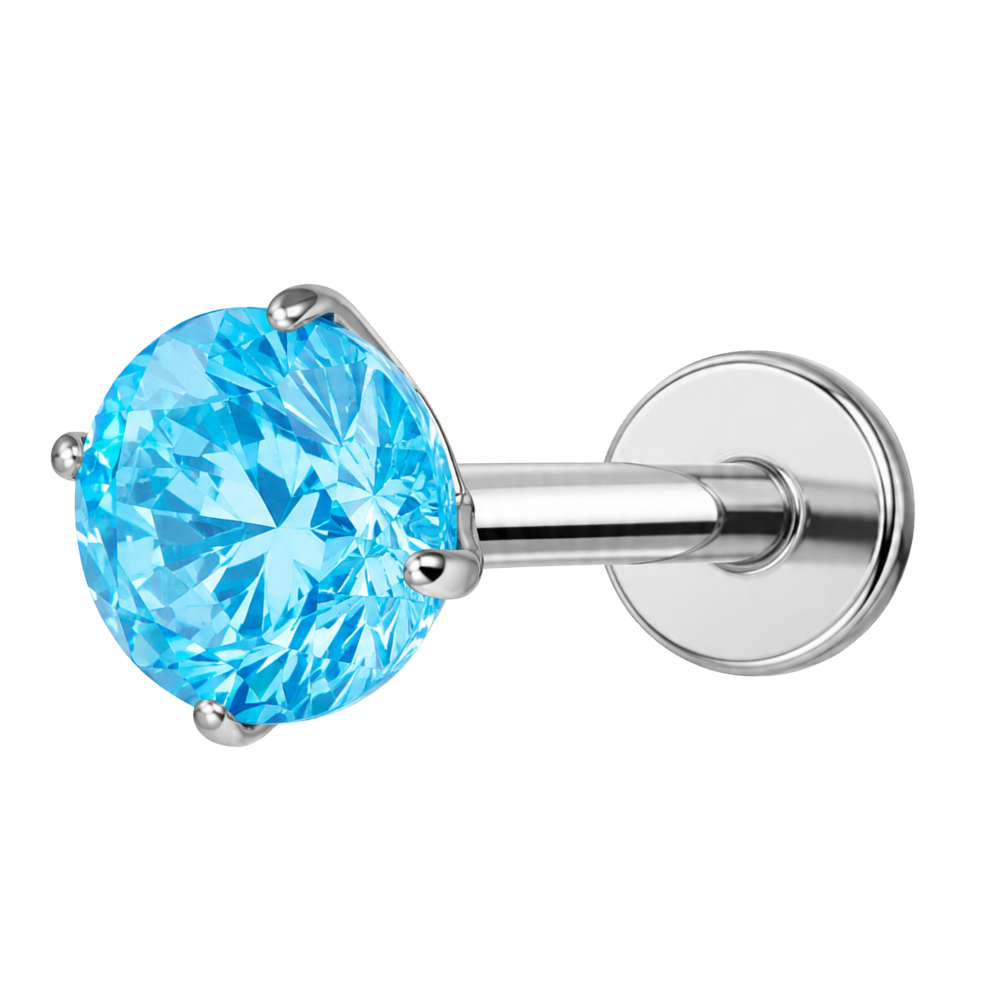 Titanium Decorative Labret - Blue diamond