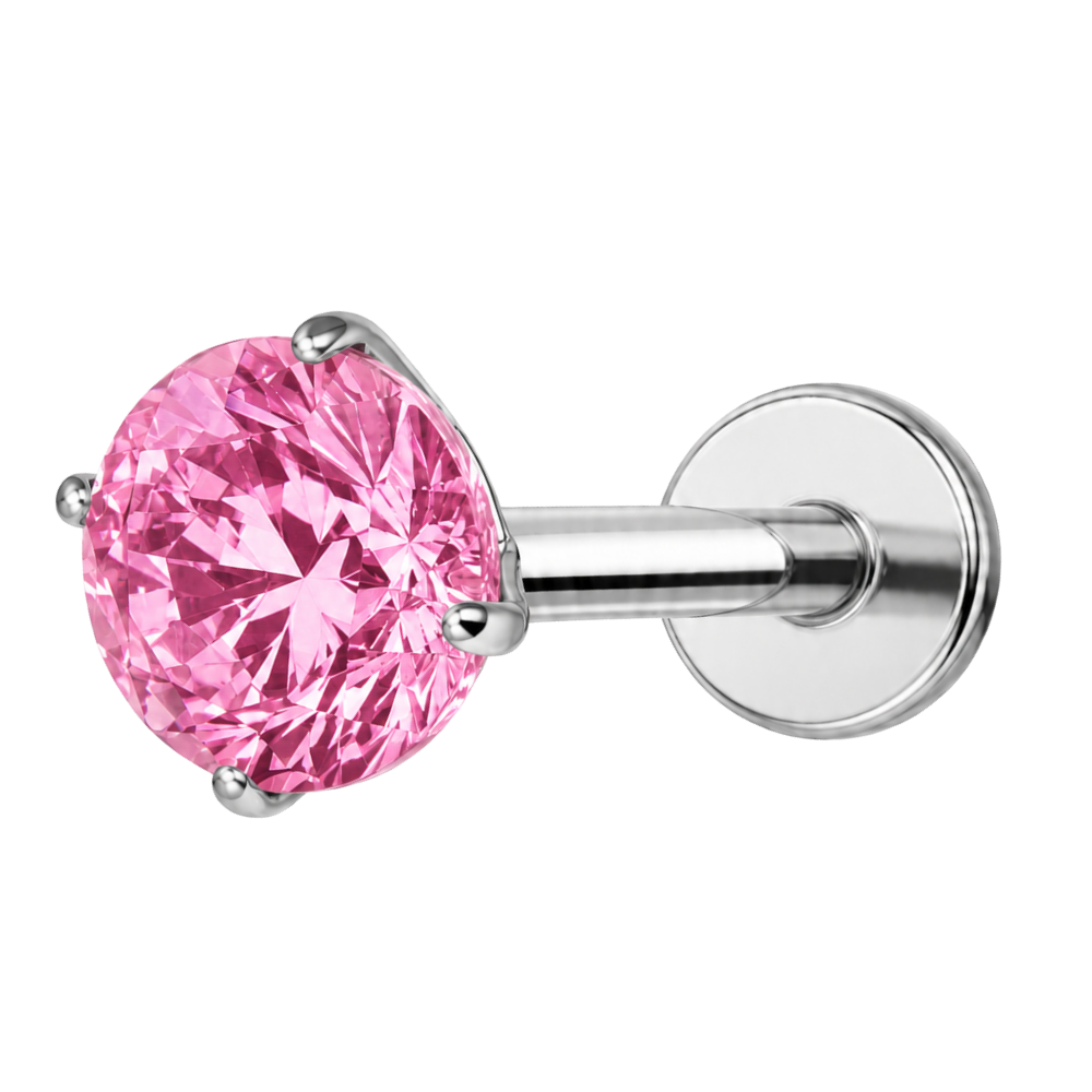 Titanový dekorativní labret - růžový diamant