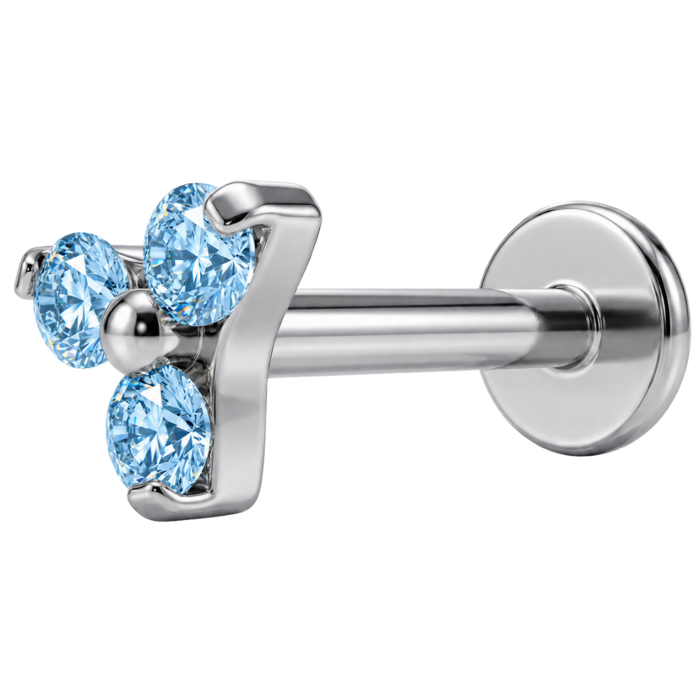 Titanium Labret dekorativní tři modré zirkony