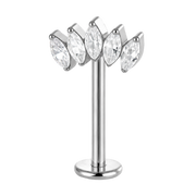 Tytanowy Labret Ozdobny do Vertical Helix 5 Listkow Cyrkonii