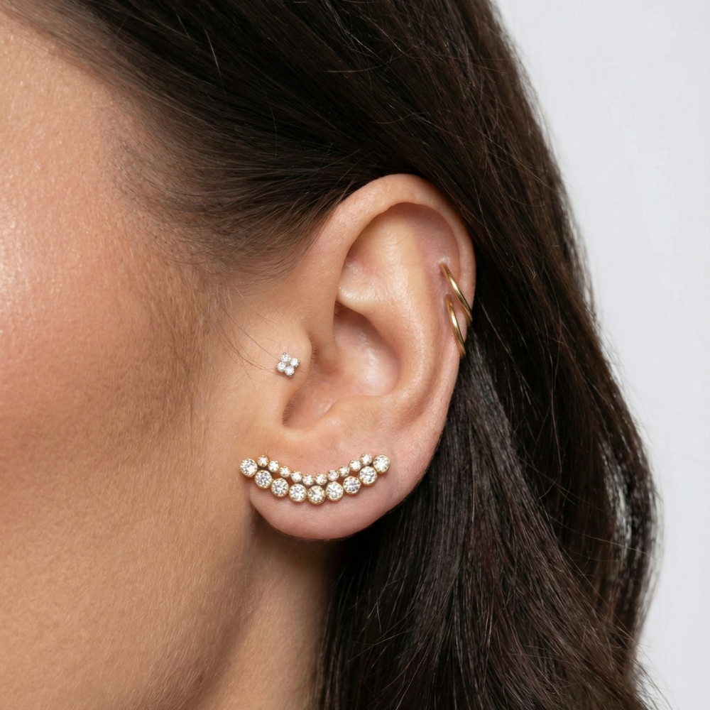 Titanium Decorative Labret - Four Zircons