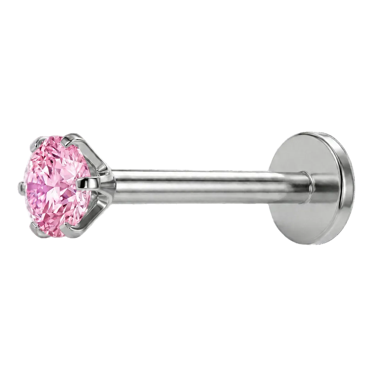 labret diament srebrny cyrkonia roz