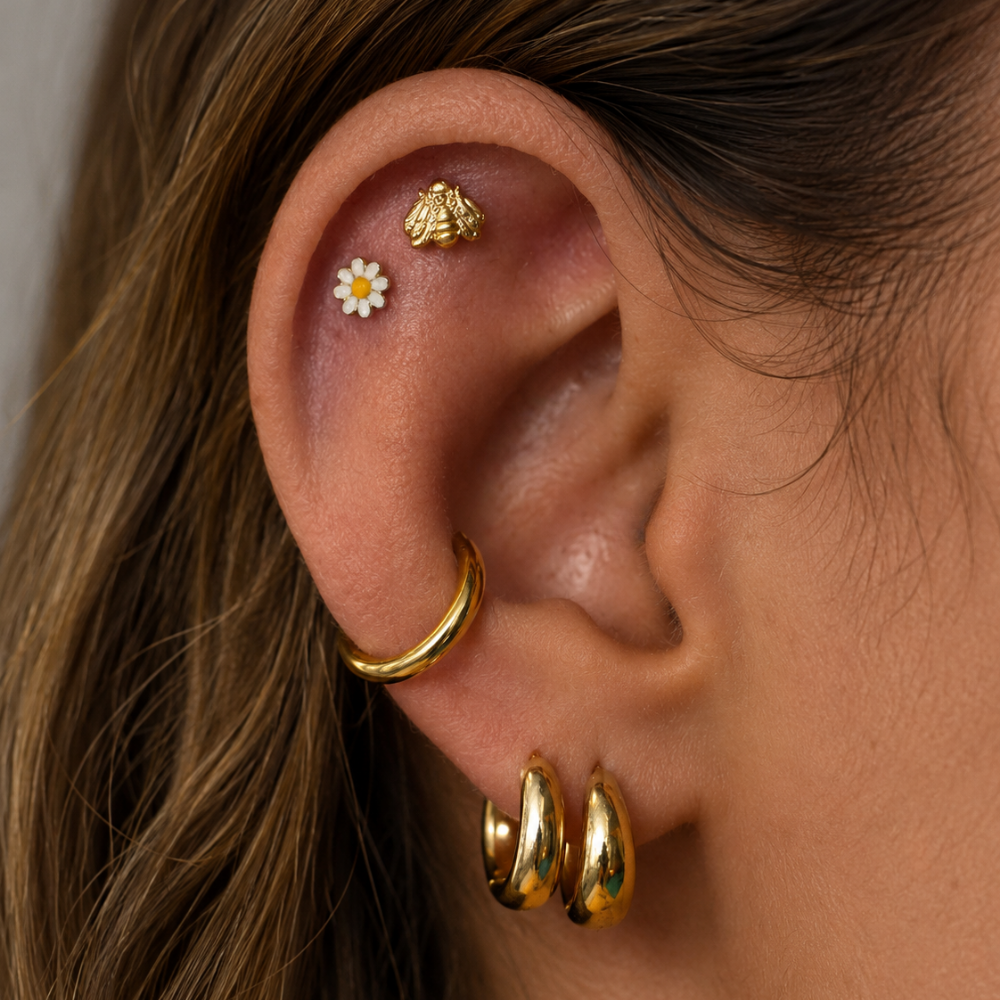 labret květina složení planeta piercing