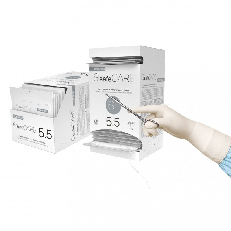 Rękawiczki Jałowe Chirurgiczne Pudrowane safeCARE - 1 Para