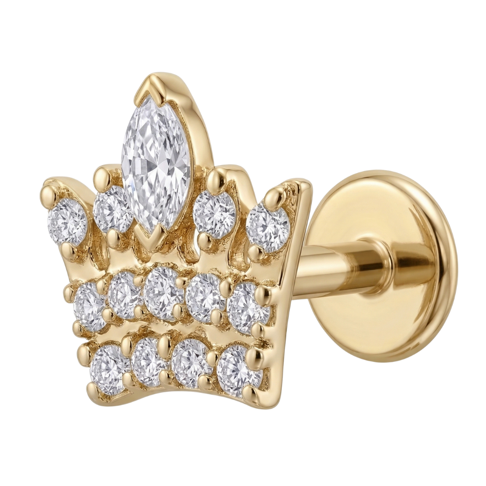 titanium labret decorative gold crown