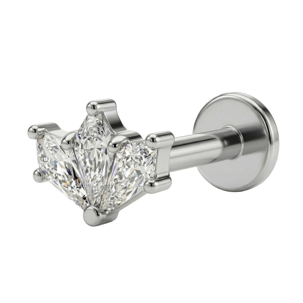 titanový labret s řadou zirkonů