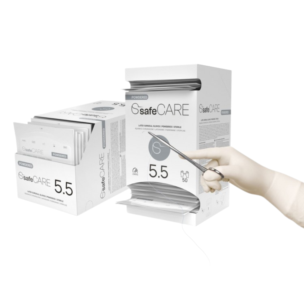 Rękawiczki Jałowe Chirurgiczne Pudrowane safeCARE - 1 Para